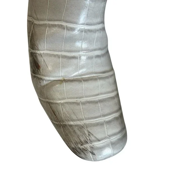 Sam Edelman Daruby Croc Ivory Block Heel Square Toe Boots Side Zip 9.5M - Picture 8 of 12